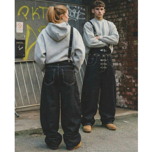 Asymmetric Buckle Denim Overalls Jeans