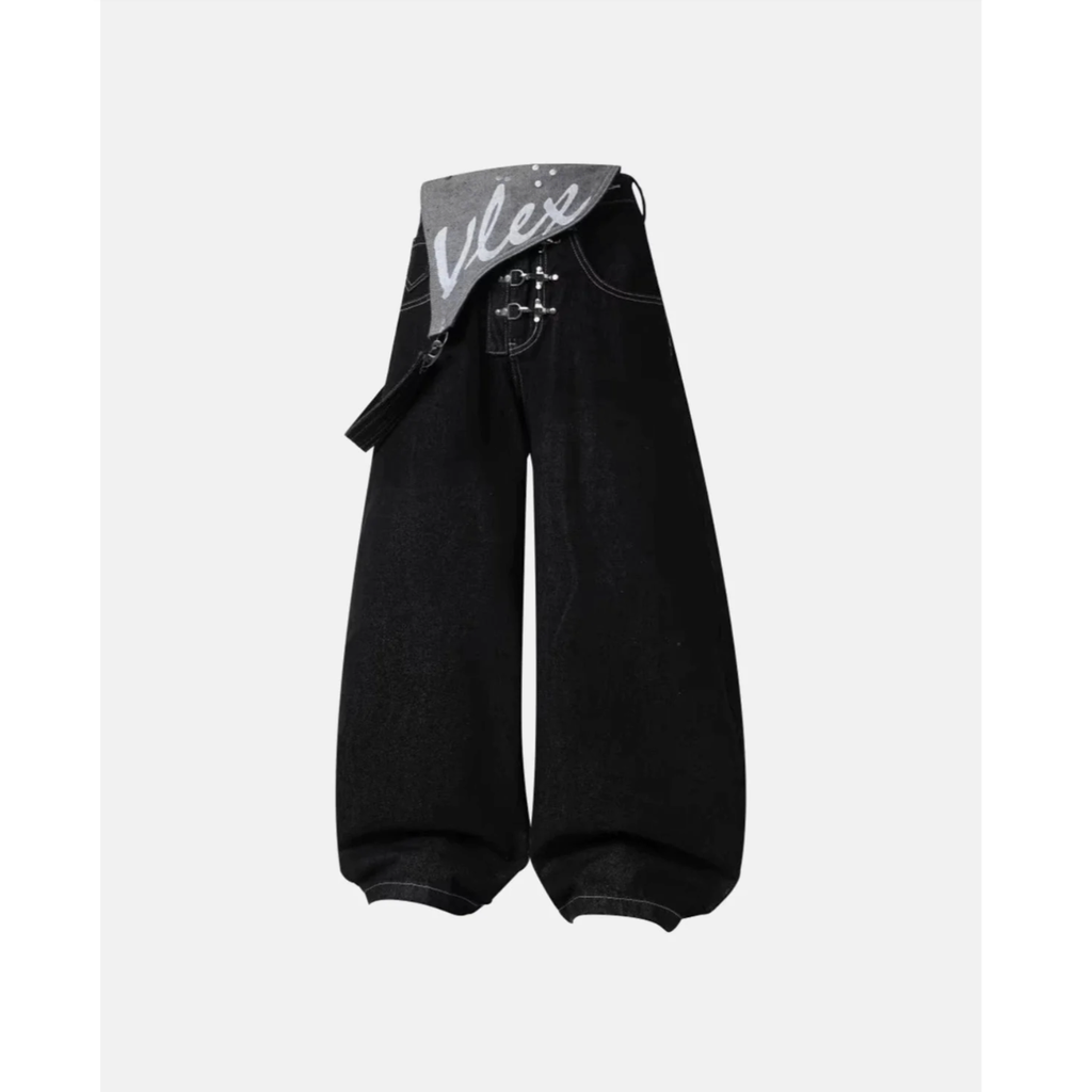 Asymmetric Buckle Denim Overalls Jeans