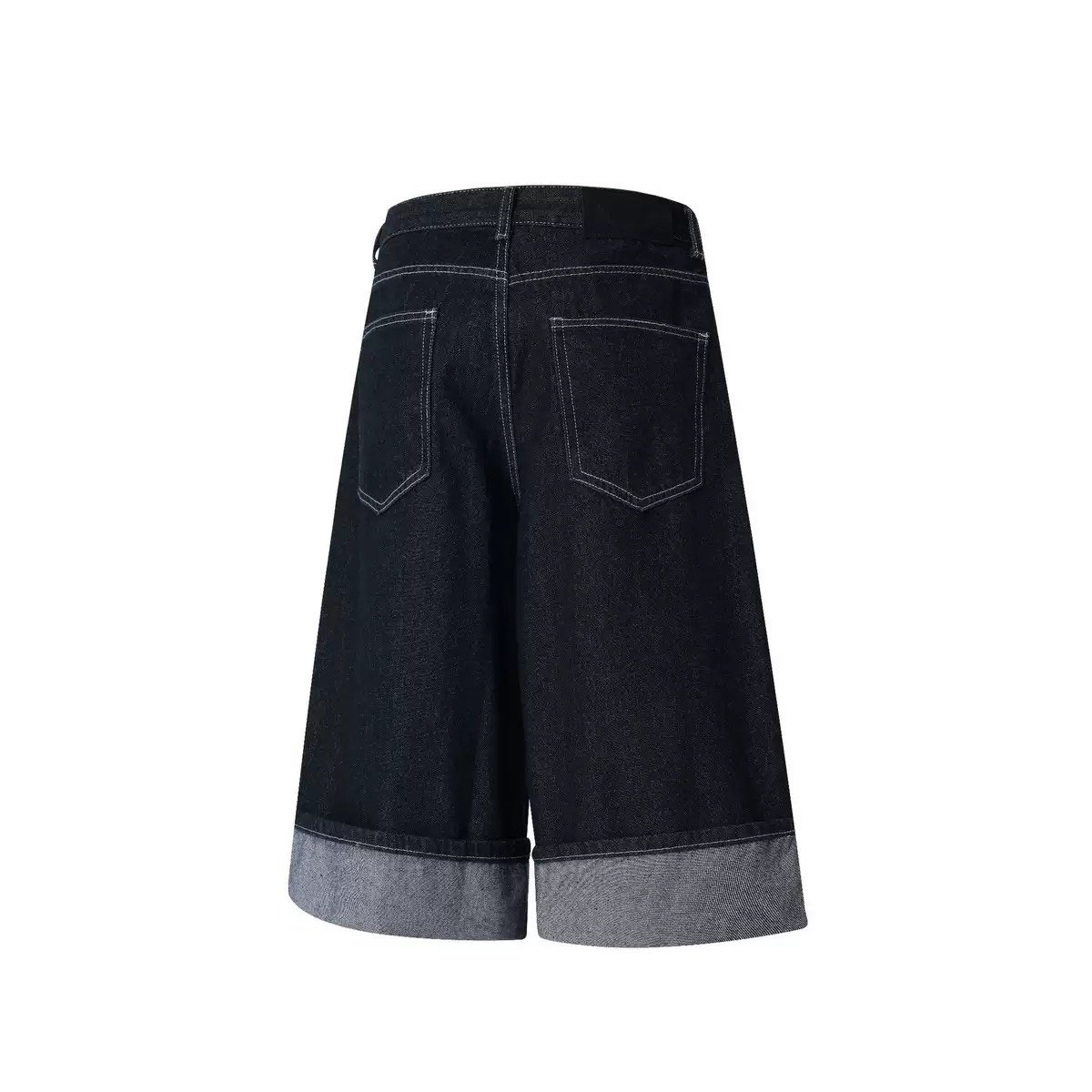 Asymmetric Buckle Wide-Leg Denim Culottes