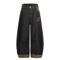 Barrel-Fit Denim Jeans with Leopard Trim & Embroidered Logo