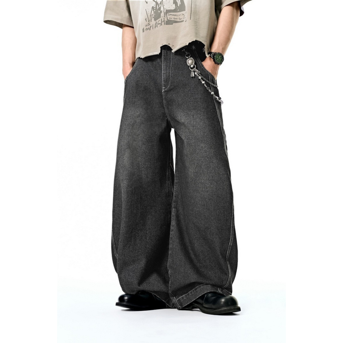 Wide Leg Denim Pants