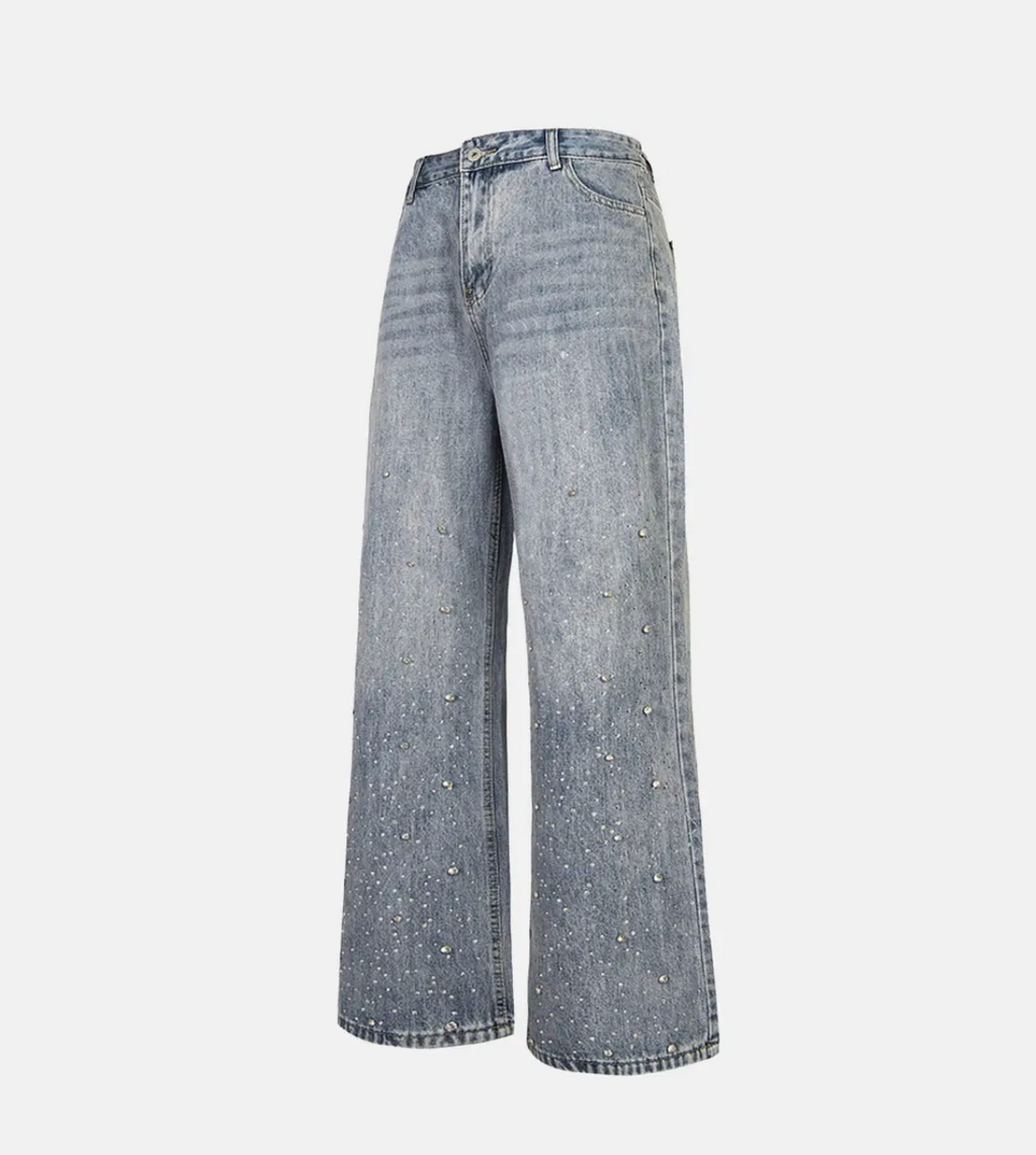 Wide Leg Washed Denim Jeans
