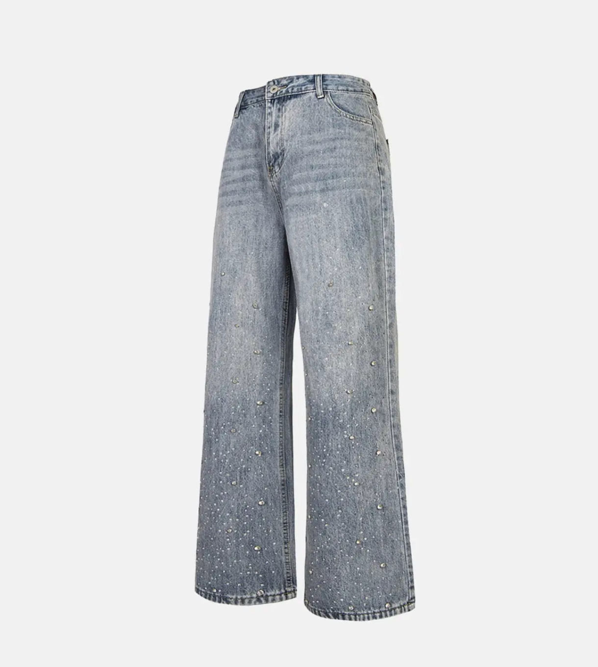 Wide Leg Washed Denim Jeans