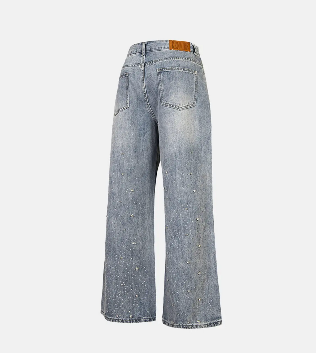 Wide Leg Washed Denim Jeans