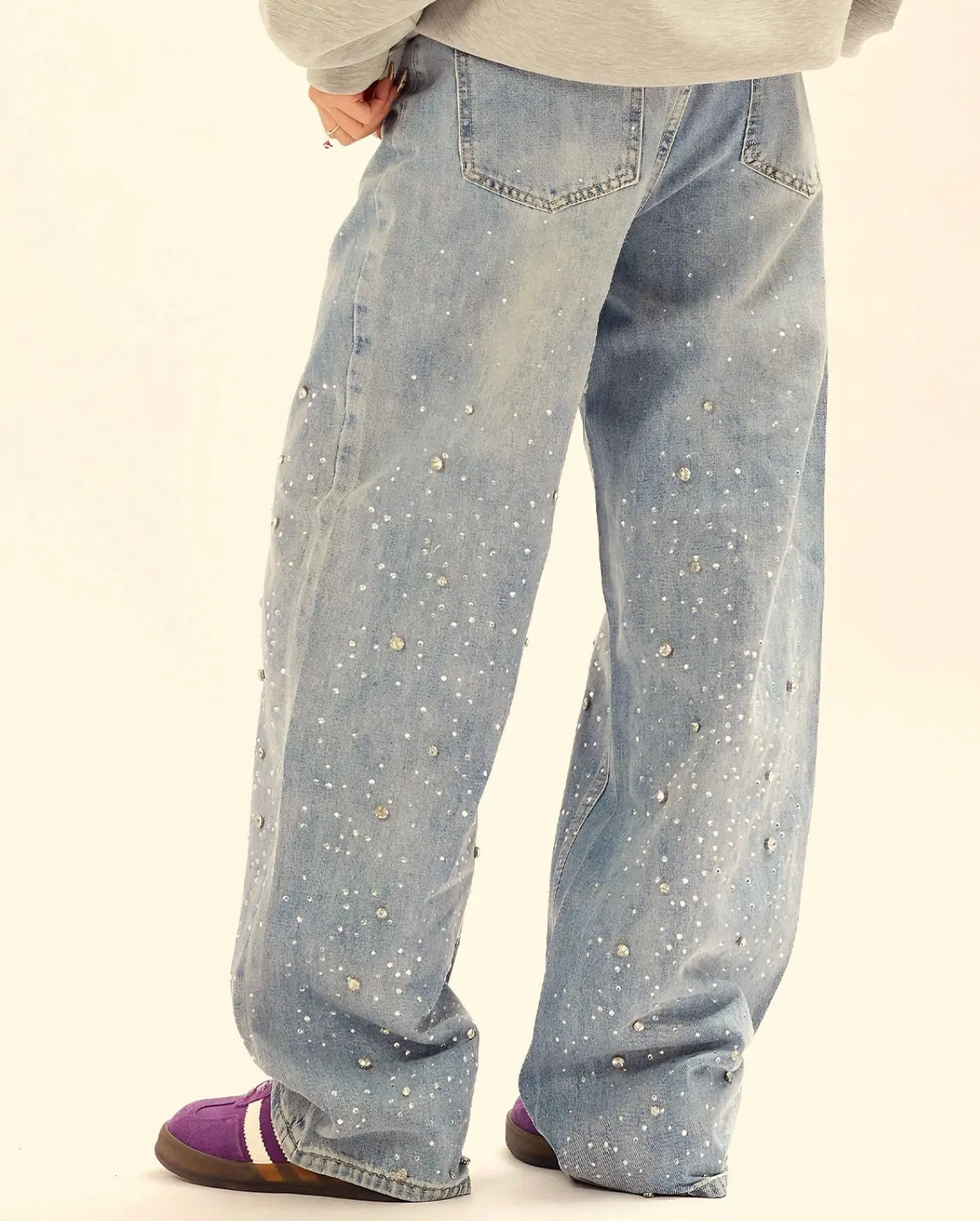 Wide Leg Washed Denim Jeans