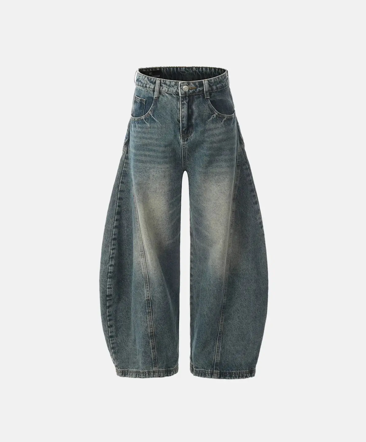 Barrel Leg Washed Denim Jeans