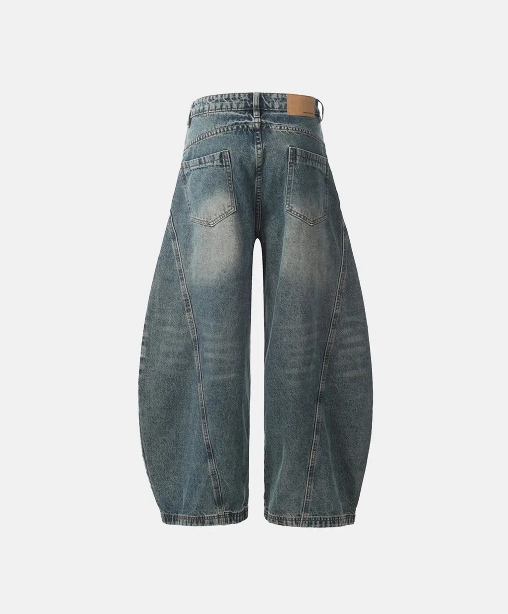 Barrel Leg Washed Denim Jeans
