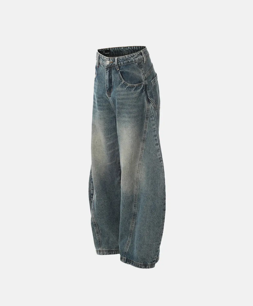 Barrel Leg Washed Denim Jeans