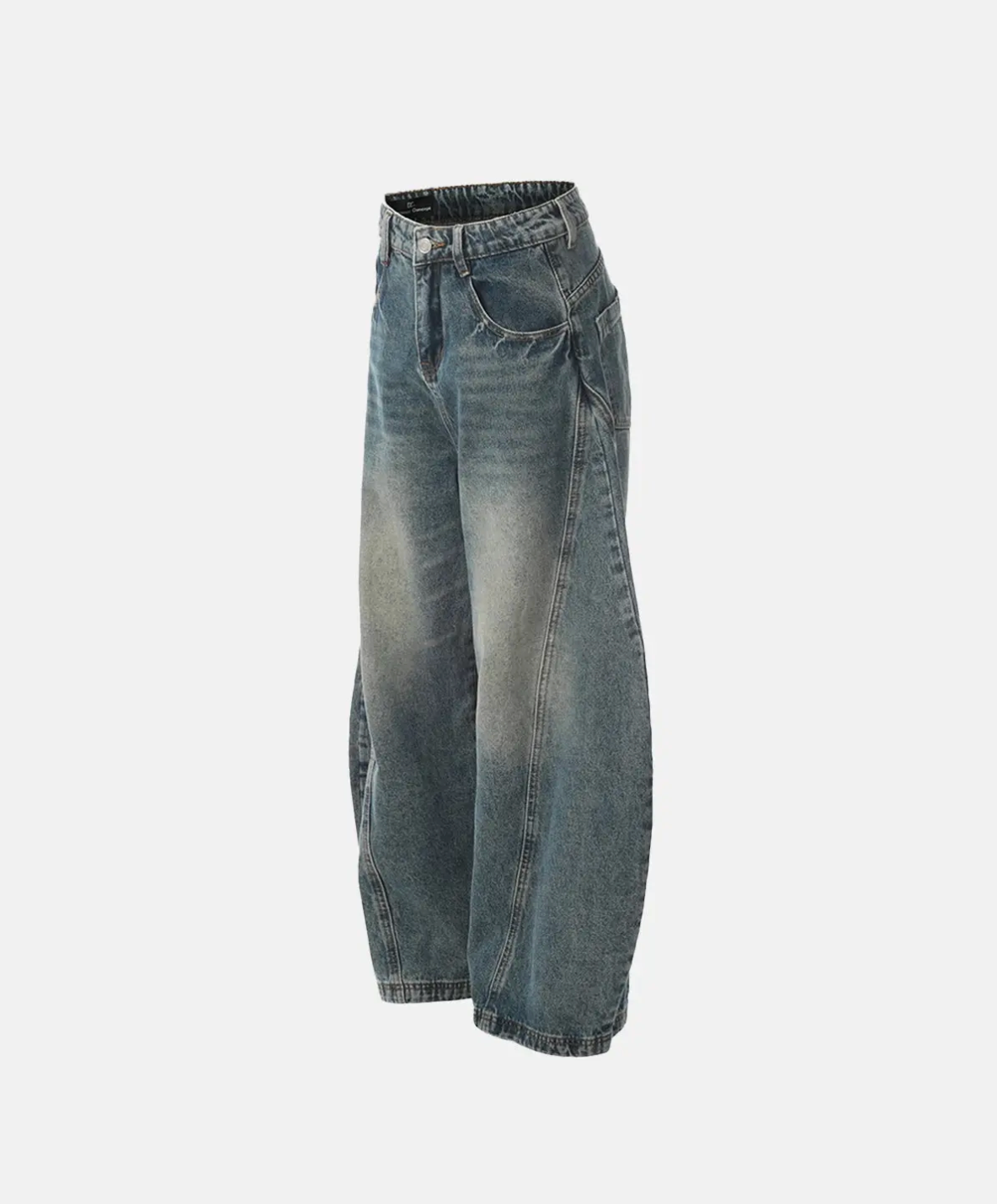 Barrel Leg Washed Denim Jeans