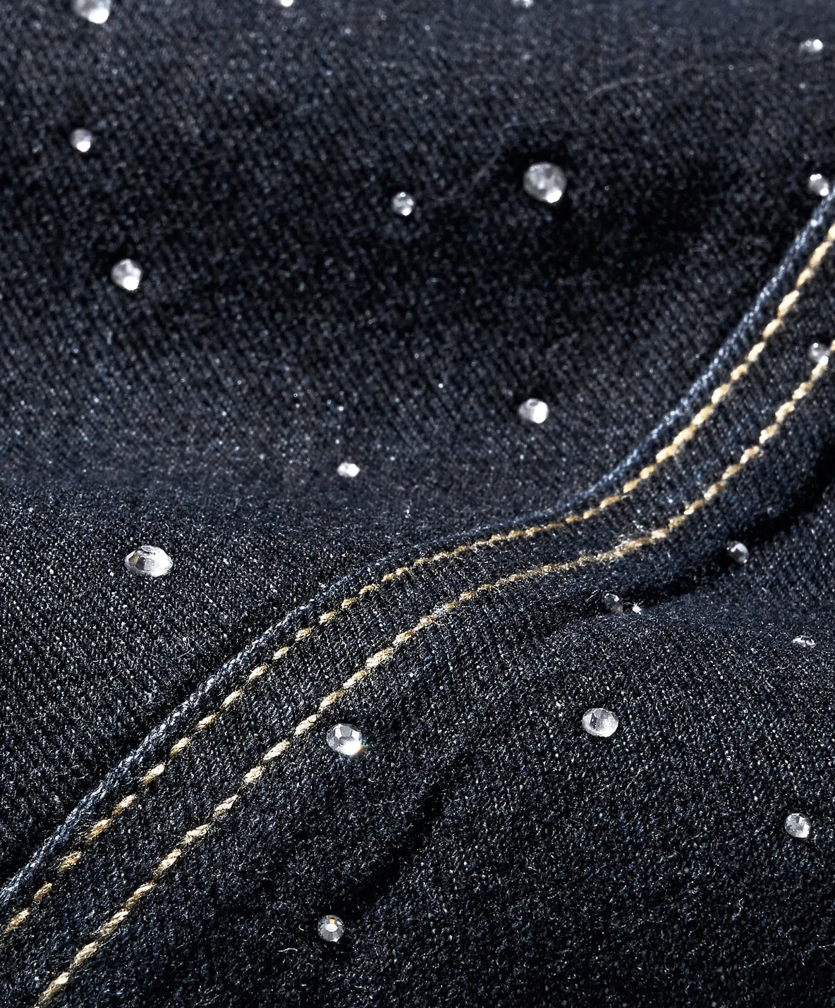 Wide Leg Rhinestone Leopard Pocket Denim Jeans