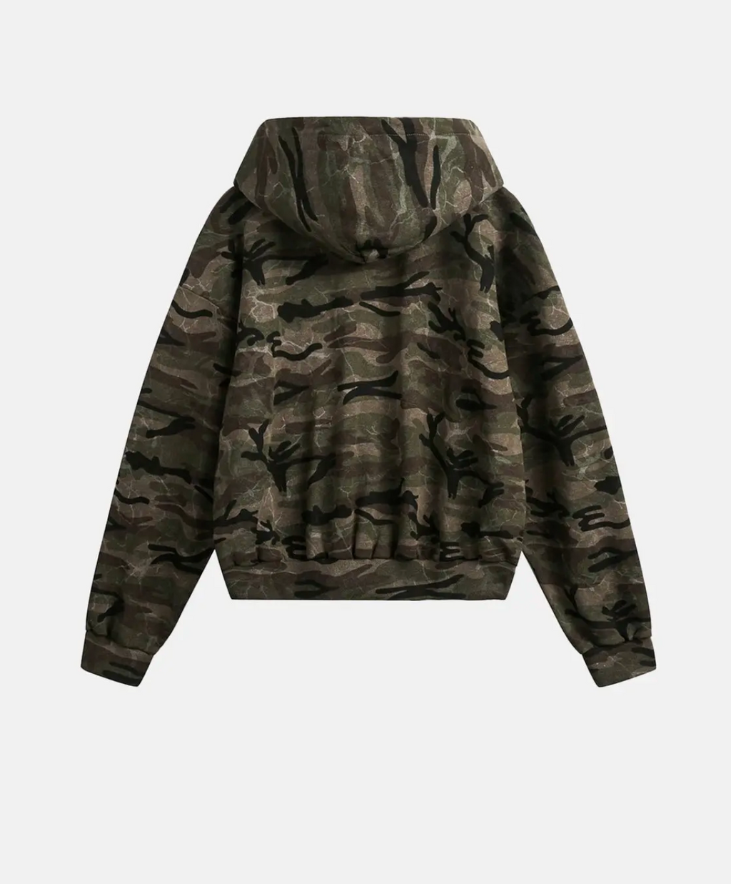 Cropped Camo Zip-Up Hooded Jacket