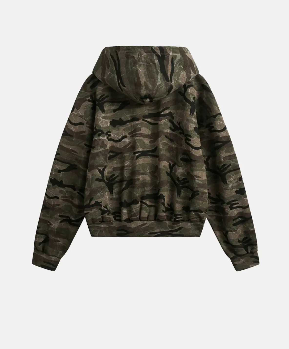 Cropped Camo Zip-Up Hooded Jacket