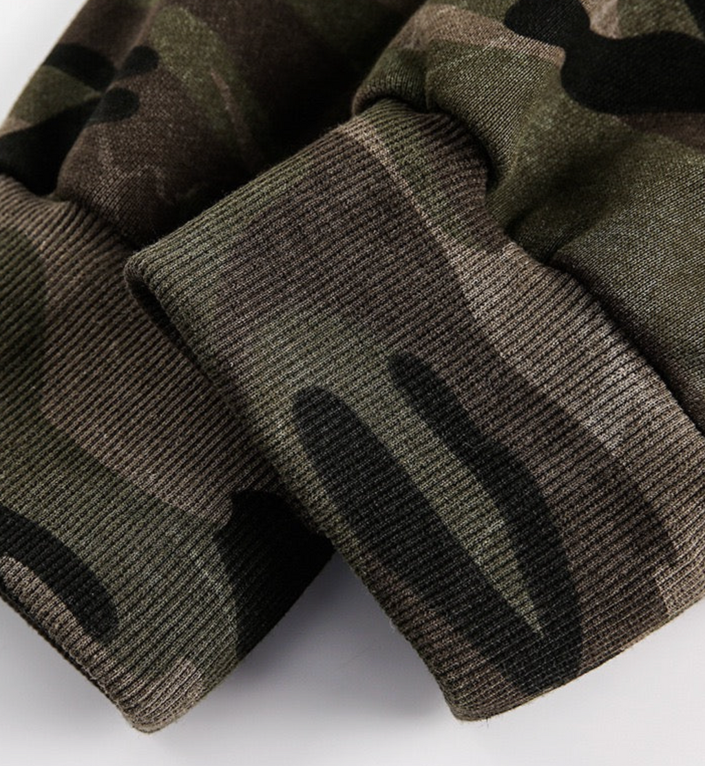 Cropped Camo Zip-Up Hooded Jacket