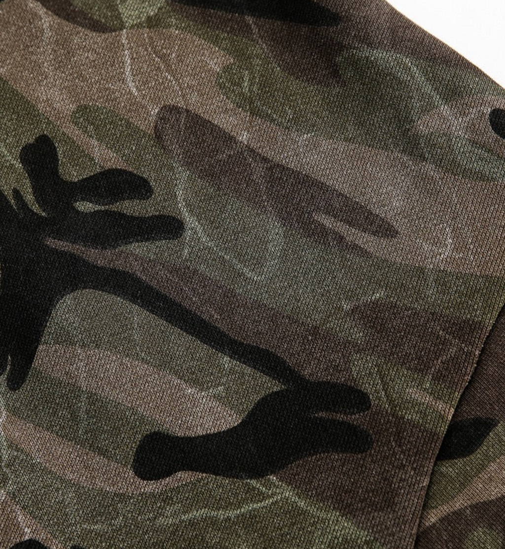 Cropped Camo Zip-Up Hooded Jacket