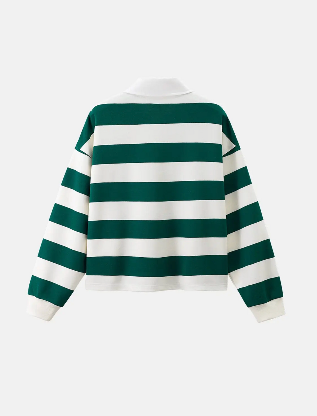 Green Stripe Oversized Rugby Polo Shirt